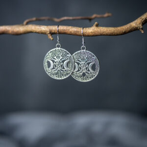 Triple Moon Tree Earrings - Sacred Grove Collection